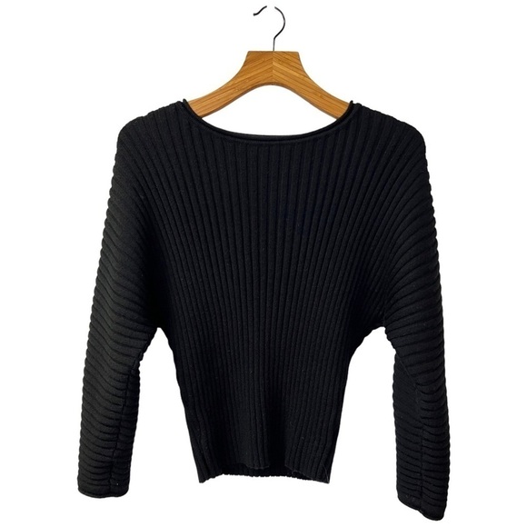 Club Monaco Wool Sweater Black Dolman Sleeve Ribbed Sweater Size XS - Picture 2 of 8